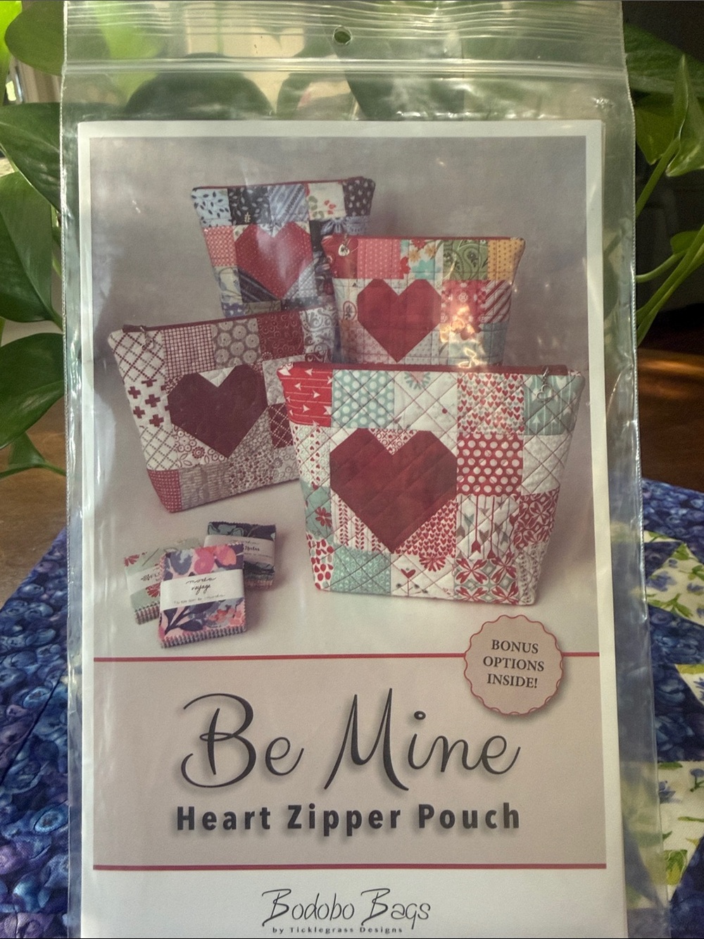 Be Mine Heart Zipper Pouch - Red Patchwork Heart